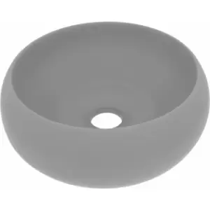 Image of Luxury Wash Basin Round Matt Light Grey 40x15cm Ceramic Vidaxl Grey