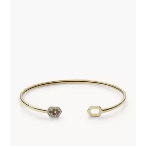 Image of Fossil Womens Val Holiday Sparkles Black Mother-Of-Pearl Bangle Bracelet - Gold