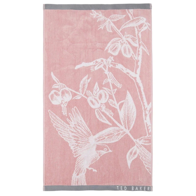 Image of Ted Baker 'Botanical Birds' Cotton Towel in Pink Size: Bath Towel Pink Bath Towel Unisex 5016709692649