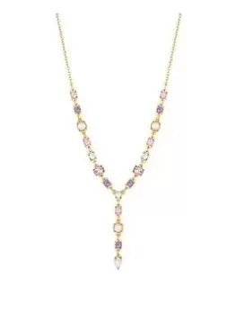 Image of Mood Mood Gold Vibrant Multi Coloured Stone Y Drop Necklace