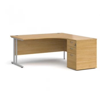 Image of Maestro 25 right hand ergonomic desk 1600mm with silver cantilever