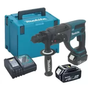 Image of Makita - DHR202RTJ 18V 2kg Lithium sds Hammer Drill + 2 x 5.0 Batteries + Case