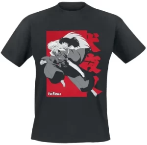 Image of InuYasha Kagome On Inuyasha T-Shirt black