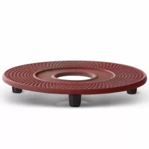 Image of Bredemeijer Coaster Or Trivet Xilin Design Cast Iron In Red