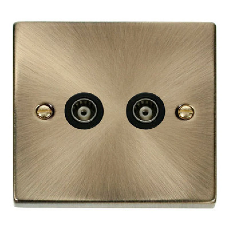 Image of SE Home Antique Brass Twin Isolated Coaxial Socket Gold unisex