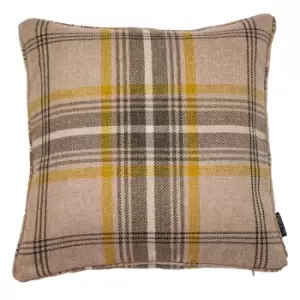 Image of Aviemore Tartan Faux Wool Cushion Ochre Yellow, Ochre Yellow / 45 x 45cm / Polyester Filled