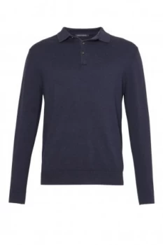 Image of Mens French Connection Portrait Wool Polo Jumper Blue