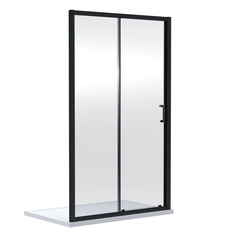 Image of Balterley 6mm Toughened Safety Glass Sliding Shower Door 1900 x 1400mm Black Black