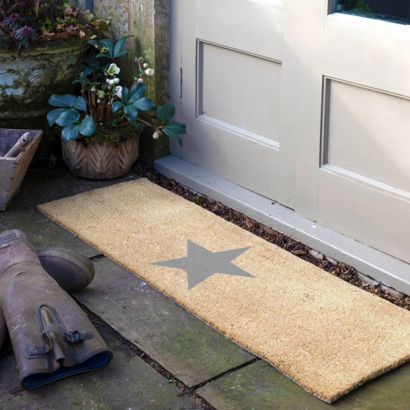 Image of Artsy Mats Grey Star Double Door Mat Beige unisex