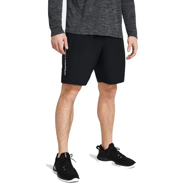 Image of Under Armour Mens Woven Wordmark Sports Shorts M - Waist 30-32' (76.2-81.3cm) Black White 1383356-001-M