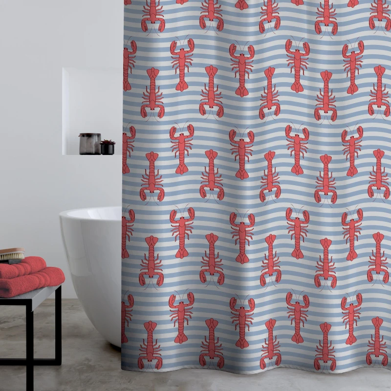 Image of Catherine Lansfield Catherine Lansfield Lobster Shower Curtain - Red