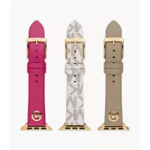 Image of Michael Kors Womens Multicolor Leather And Pvc 38Mm/40Mm/41Mm Apple Watch Band Interchangeable Set - Nude / Red / White