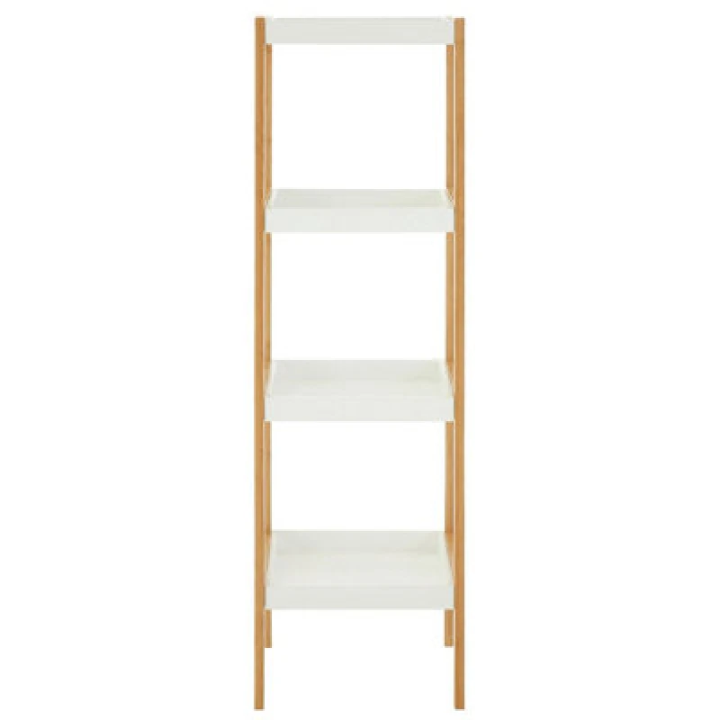 Image of Premier Housewares Nostra Four Tiered White And Natural Shelf Unit White
