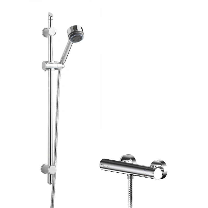 Image of Balterley Thermostatic Bar Valve Multi Function Handset Slider Rail Kit Silver