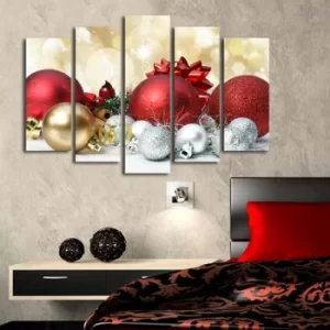 Image of 5PATNOEL-8 Multicolor Decorative Canvas Painting Baubles 2 (5 Pieces)