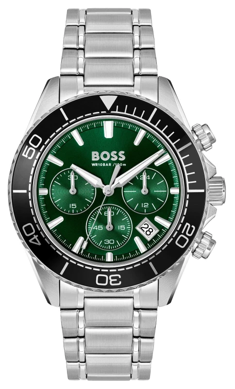 Image of BOSS 1514321 SEALINER Quartz Chronograph (44mm) Green Dial Watch