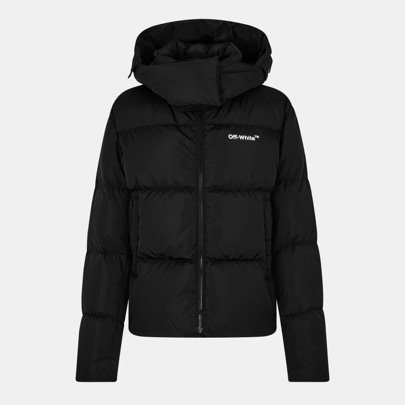 Image of Off White Womens Off-White Short Puffer Jacket Black/White female 6 (2XS)