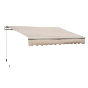 Image of Outsunny 4x2.5m Retractable Manual Awning Window Door Sun Shade Canopy with Fittings and Crank Handle Beige