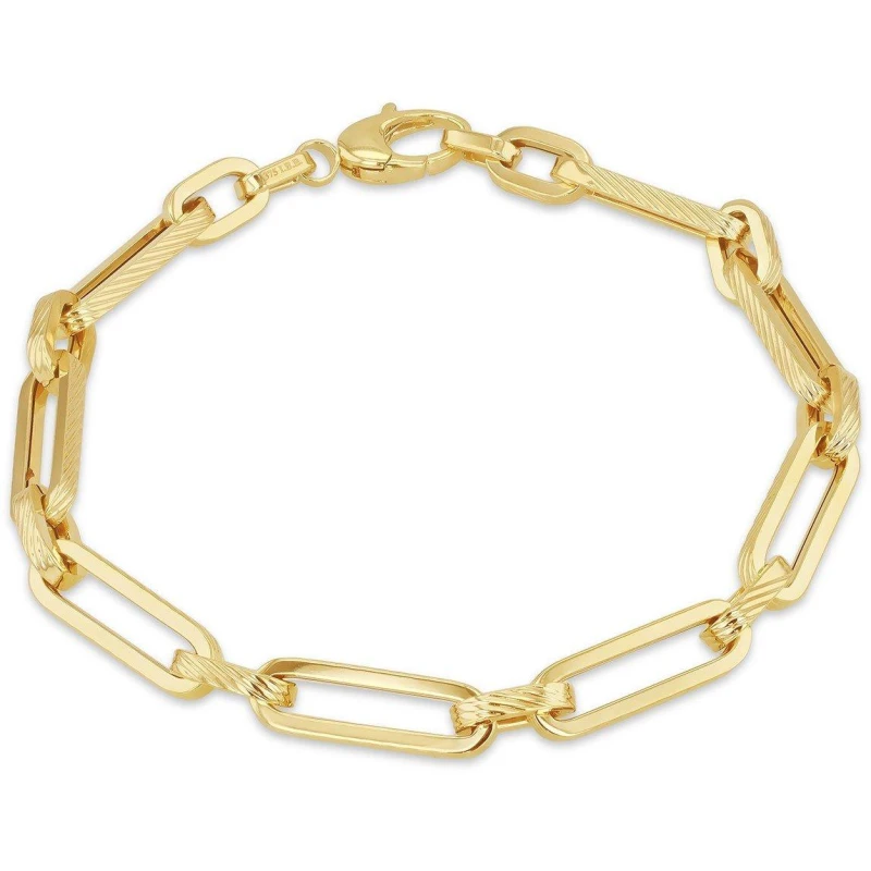 Image of Be You 9ct Gold DC Square Figabelcher 1+1 Bracelet Yellow Gold female 7.5in
