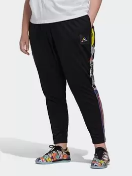 Image of adidas Tiro Pride Tracksuit Bottoms (plus Size), Black/Multi, Size 3X, Women
