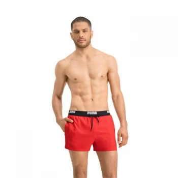 Image of Puma Logo Swim Shorts Mens - Red