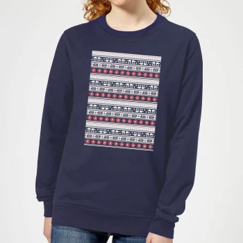 Image of Star Wars AT-AT Pattern Womens Christmas Sweatshirt - Navy - XS - Navy