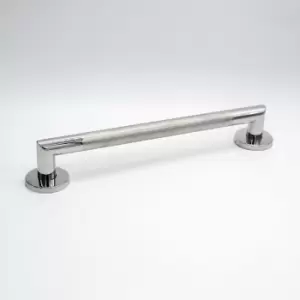 Image of Knurled Grab Rail Polished Bathroom Shower Support Handle Disability Aid - Silver - Rothley