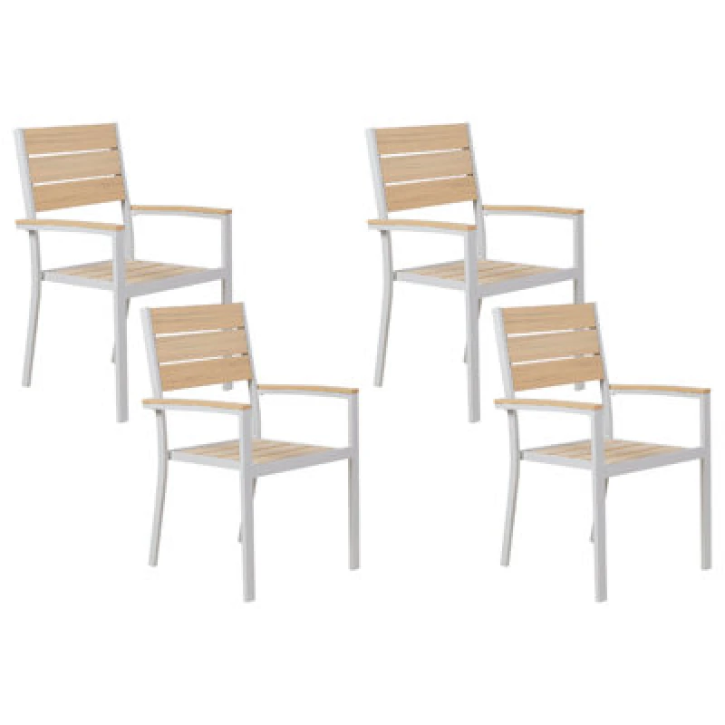 Image of Beliani Set Of 4 Garden Chairs Prato Beige