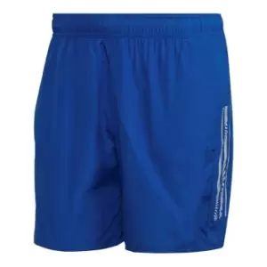 Image of adidas Short Length Mid 3-Stripes Swim Shorts Mens - Blue