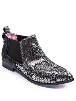Image of Irregular Choice Starlight Empress Ankle Boots - Silver/Black, Silver/Black, Size 9, Women