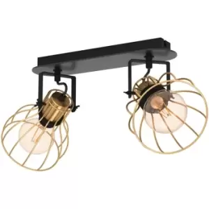 Image of Eglo - Sambatello IP20 Brushed Brass Ceiling Spotlight - black, brushed brass