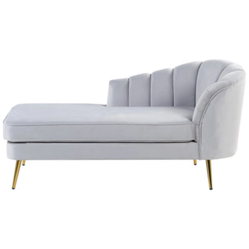 Image of Beliani Right-Hand Chaise Lounge Allier Velvet Light Grey