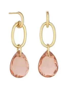 Image of Mood Mood Gold Light Peach Pear Chain Drop Earrings, Gold, Women