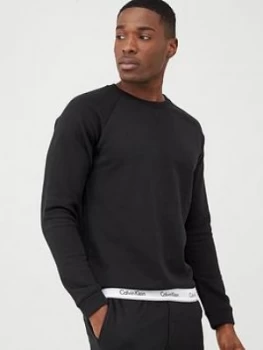 Image of Calvin Klein Modern Cotton Crew Lounge Top - Black