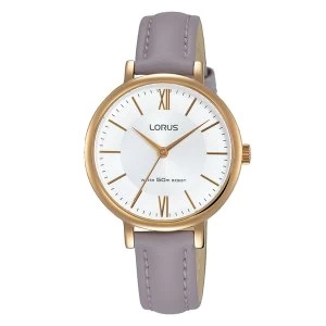 Image of Lorus RG264LX6 Ladies Elegant Mauve Leather Strap Watch with Rose Gold Plated Case