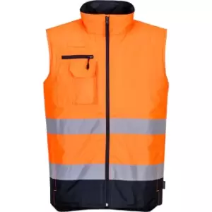 Image of Oxford Weave 300D Class 2 Two Tone Hi Vis Bodywarmer Orange / Navy M