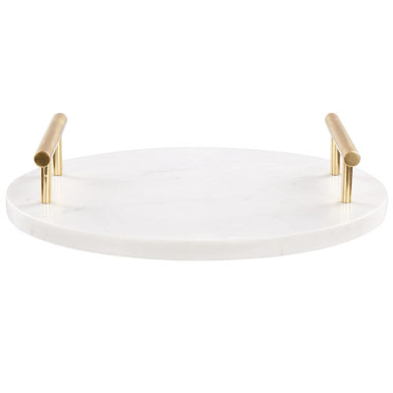 Image of Beliani Serving Tray Vargos Stone White Marble