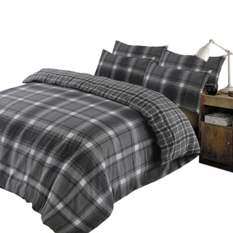 Image of OHS OHS Aspen 100% Brushed Cotton Duvet Cover with Pillowcase in Grey Size: Double Grey Double Unisex 5027434113057