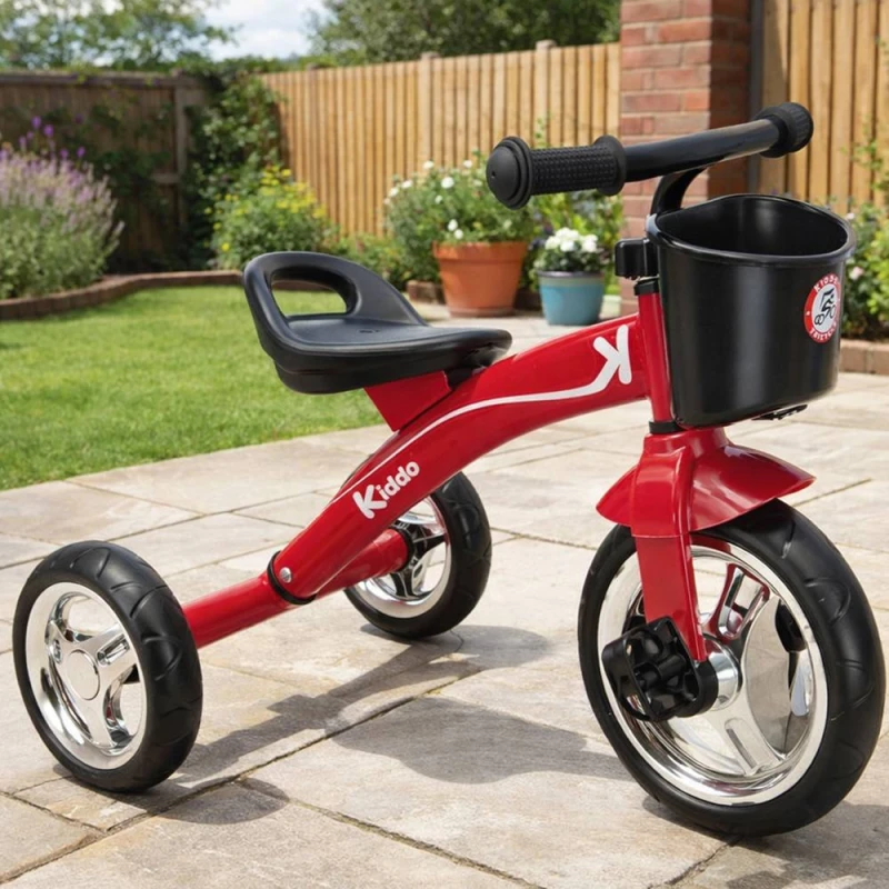 Image of Kiddo Trike 3 Wheel Ride On Tricycle with Basket in Red Size: 1 Pack Red Unisex 1 Pack
