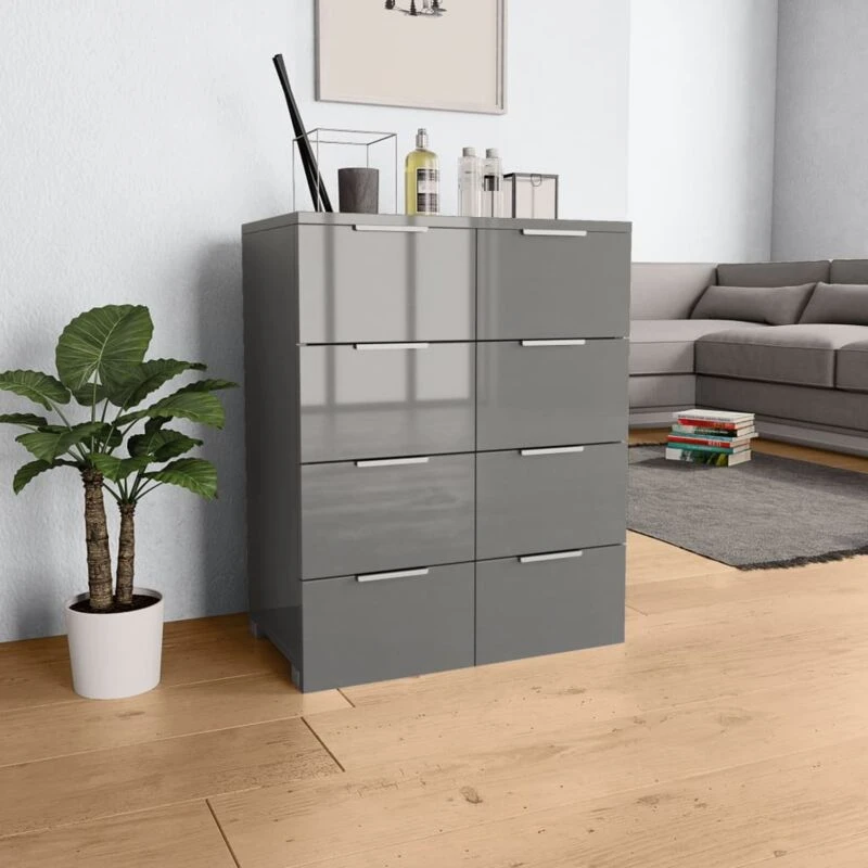 Image of VIDAXL Sideboard High Gloss Grey 60x35x80cm Engineered Wood vidaXL 283714