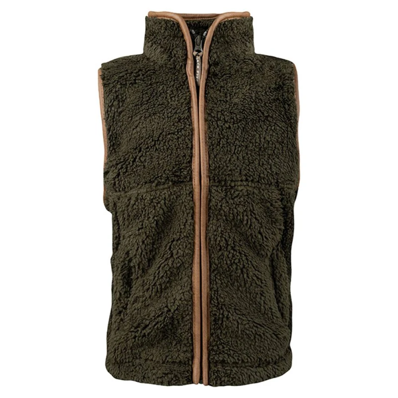 Image of Jack Pyke Sherpa Fleece Gilet in Dark Olive Size: 3-4 Years Dark Olive Unisex 3-4 Years