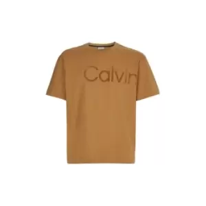 Image of Calvin Klein Flock Logo Comfort T-Shirt - Beige