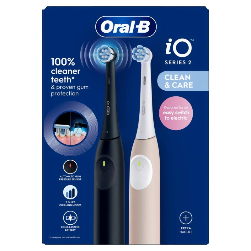 Image of ORAL B iO 2 Electric Toothbrush Set - Night Black & Calm Pink Duo, Pink,Black 8700216344869