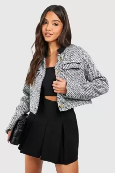 Image of Marl Boucle Button Detail Jacket