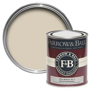 Image of Farrow & Ball Estate Off white No. 3 Eggshell Metal & wood Paint 0.75L