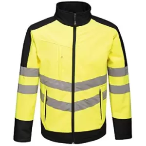 Image of Regatta Unisex Hi Vis Pro Reflective Softshell Work Jacket (XXXL) (Yellow/Navy) - Yellow/Navy