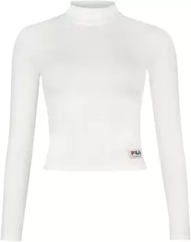 Image of Fila TARSIA cropped turtle neck long sleeve shirt Long-sleeve Shirt white