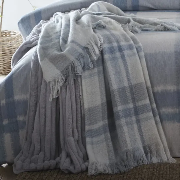 Image of Appletree Verbier Faux Mohair Throw 130cm x 180cm Blue