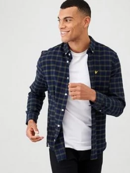 Image of Lyle & Scott Check Flannel Shirt - Navy/Khaki