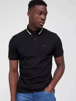 Image of BOSS Pack Tipped Collar Polo Shirt - Black, Size L, Men